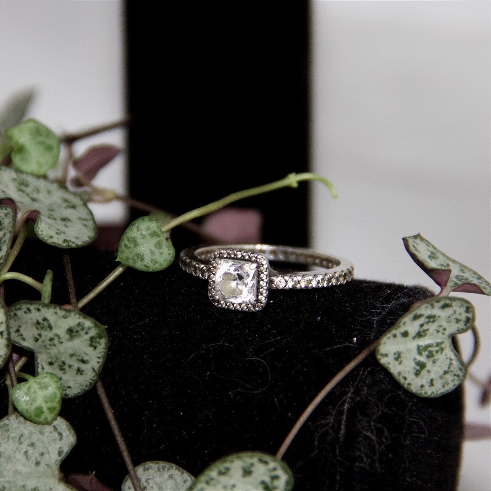 Pandora Sparkle Halo Ring Sterling Silver Square CZ Size 8 58‎ 190947CZ